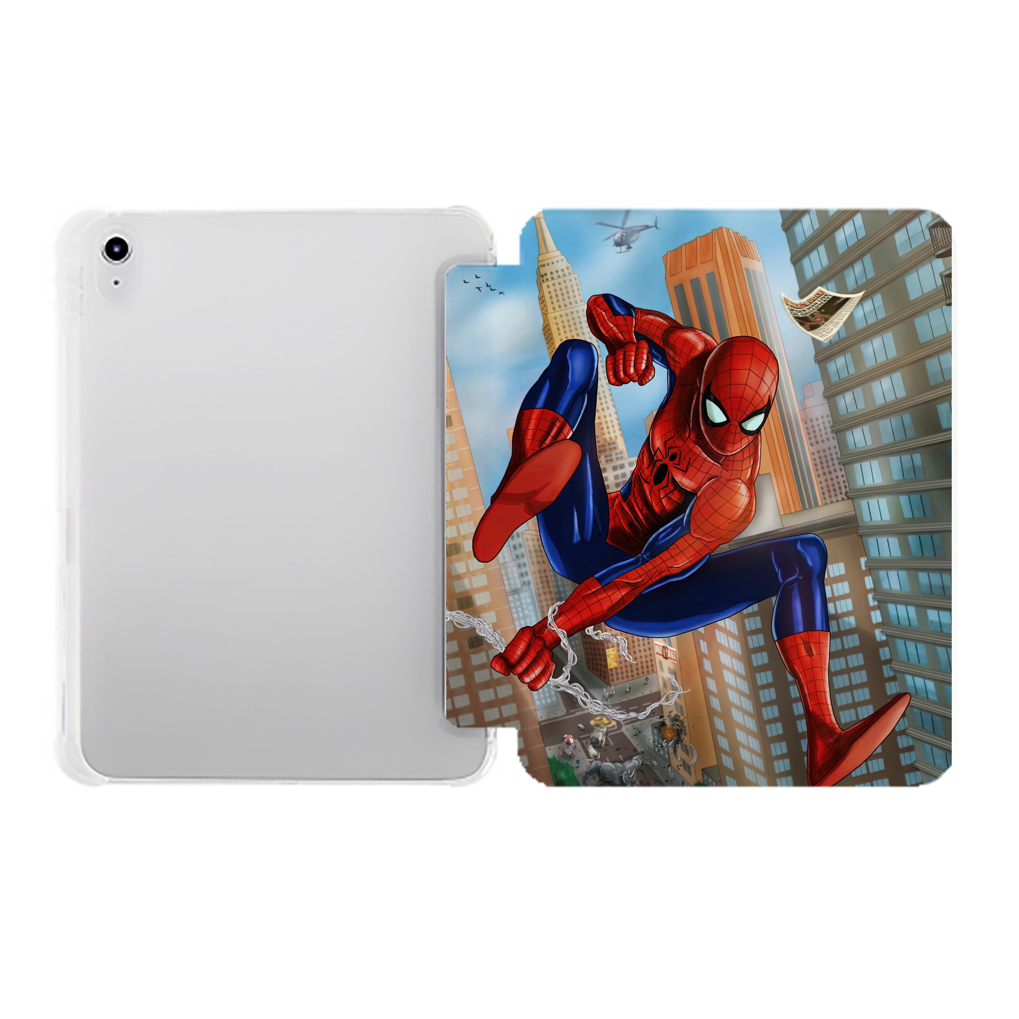 （画像用） Spider Man スパイダーマン IPad ケース ペン収納付き 三つ折りスタンド PUレザー×シリコン 対応機種9.5/10.5/10.9インチ